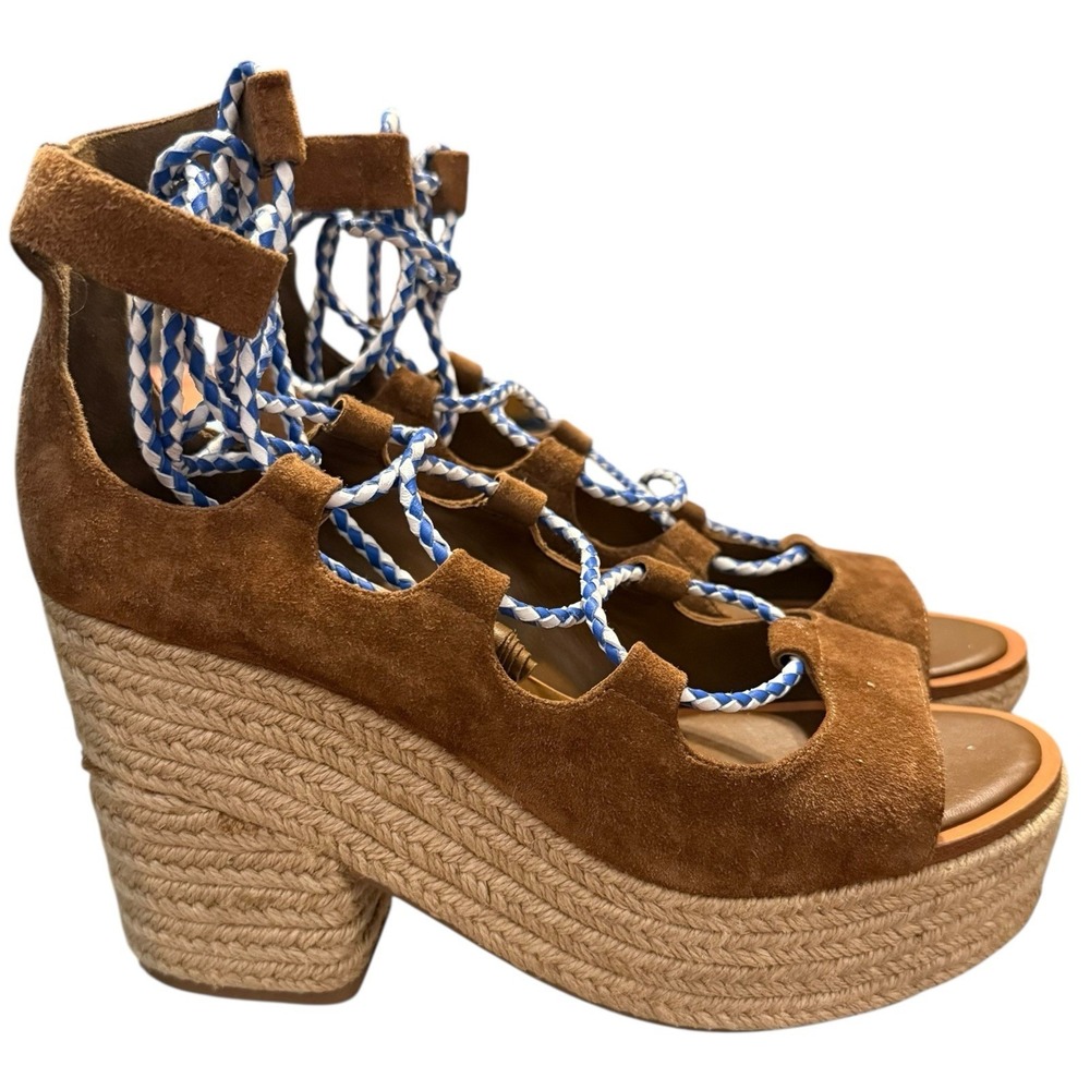 Tory Burch Brown Suede Platform Sandals